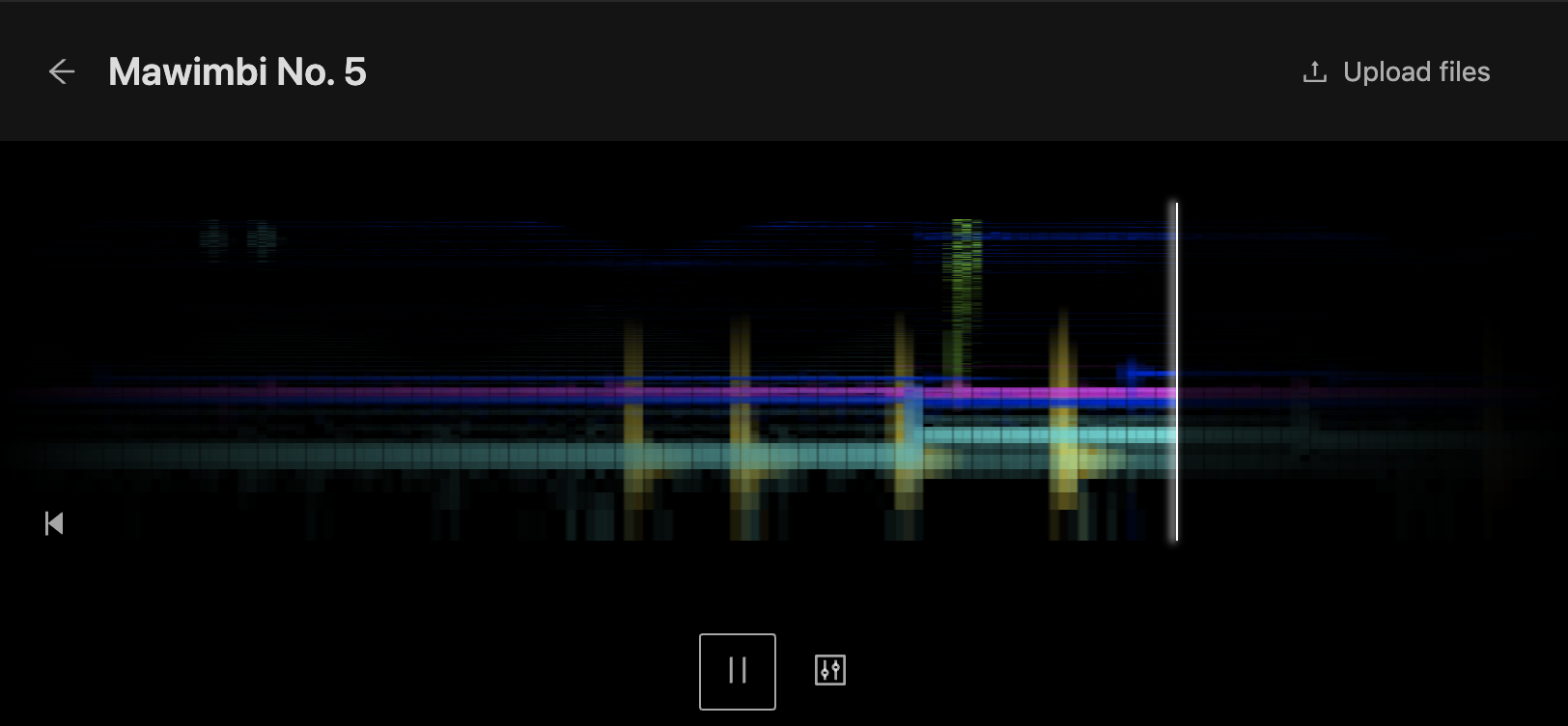 Screenshot of Mawimbi showing several colorful audio tracks